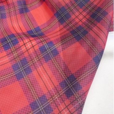 Органза матовая Виола клетка тартан красная