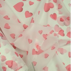 Органза матовая Виола розовые сердечки