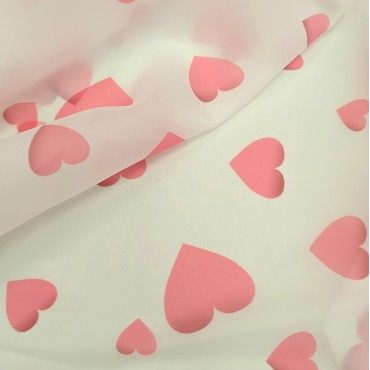 Органза матовая Виола розовые сердечки