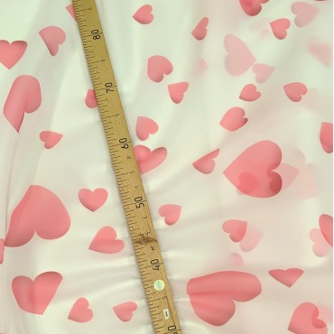 Органза матовая Виола розовые сердечки