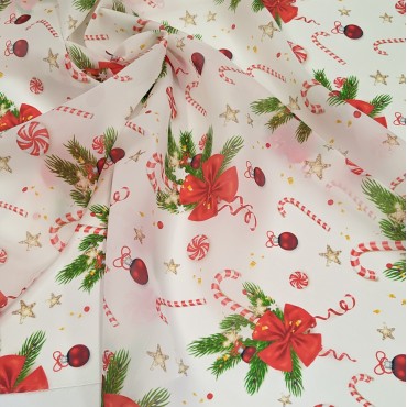 Органза матовая Виола новогодний принт