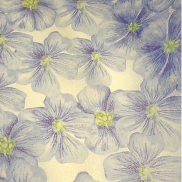 Органза Тори матовая голубые цветы льна с нежными лепестками