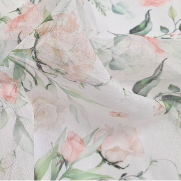 Органза Тори матовая с цветочным принтом розы
