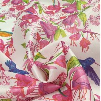 Плотная органза ANGELICA с цветочным принтом и колибри