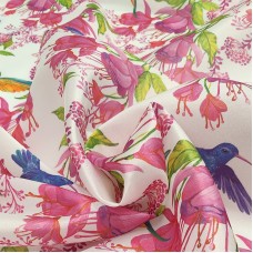Плотная органза ANGELICA с цветочным принтом и колибри