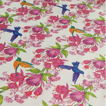 Плотная органза ANGELICA с цветочным принтом и колибри