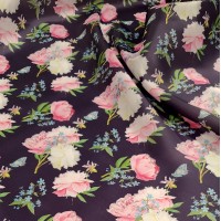 Плотная органза ANGELICA с цветочным принтом на черном