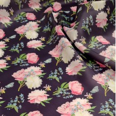 Плотная органза ANGELICA с цветочным принтом на черном