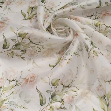 Плотная органза ANGELICA с цветочным принтом розы