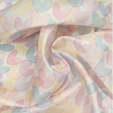 Плотная органза ANGELICA пастельно-розовые сердечки