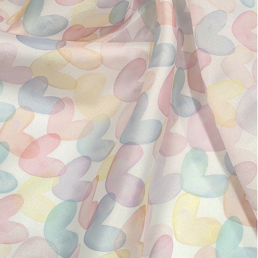 Плотная органза ANGELICA пастельно-розовые сердечки