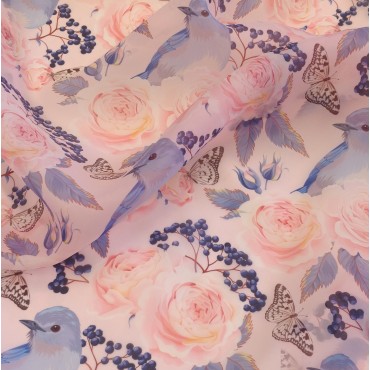 Органза матовая Виола цветочный принт