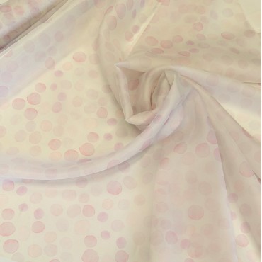 Органза матовая Виола с принтом Акварельные горошки Ver01