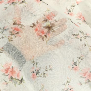 Органза Тори матовая с принтом розочки
