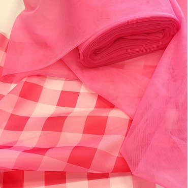 Органза матовая Виола клетка в стиле Барбикор