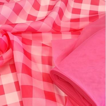 Органза матовая Виола клетка в стиле Барбикор