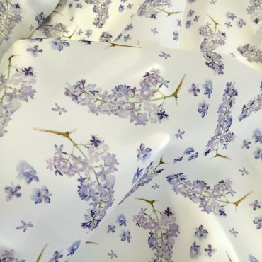 Органза матовая Виола с рисунком сирени