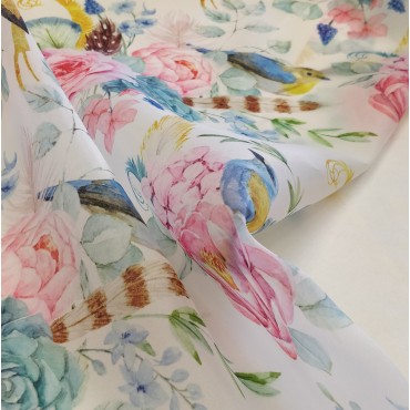 Органза матовая Виола с принтом Пионы