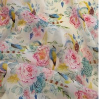 Ткань Вуаль матовая с принтом Пионы