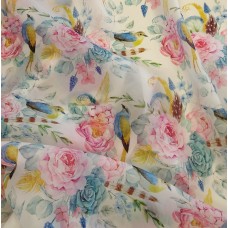 Ткань Вуаль матовая с принтом Пионы