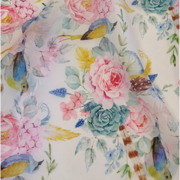 Органза матовая Виола с принтом Пионы