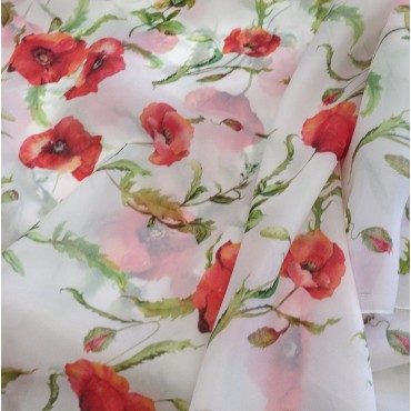 Органза матовая Виола с принтом Маки