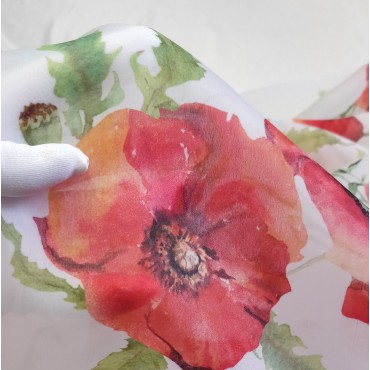 Органза матовая Виола с принтом Маки