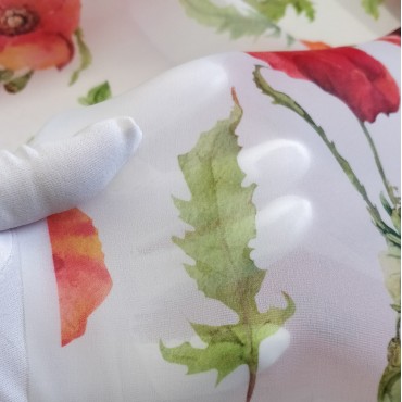 Органза матовая Виола с принтом Маки