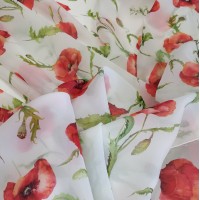 Ткань Вуаль матовая с принтом Маки