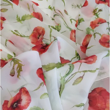 Ткань Вуаль матовая с принтом Маки