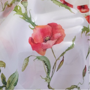 Органза матовая Виола с принтом Маки