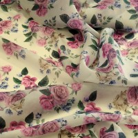 Органза матовая Виола с цветочным принтом розы