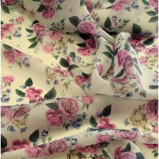 Органза матовая Виола с цветочным принтом розы