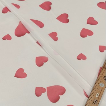 Органза матовая Виола с принтом сердечки крупные УЦЕНКА