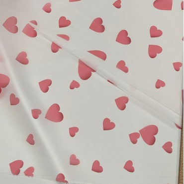 Органза матовая Виола с принтом сердечки крупные УЦЕНКА