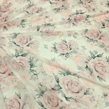 Шифон Romy с принтом акварельные пионы