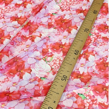 Шифон Romy акварельные цветы роза орхидея ирис гортензия