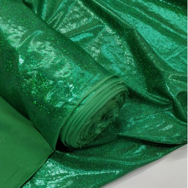 Трикотаж голограмма зеленая пыль