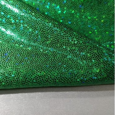 Трикотаж голограмма зеленая пыль