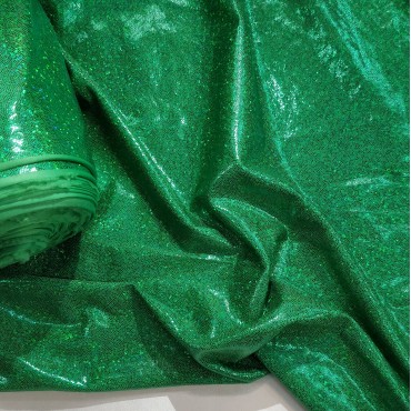 Трикотаж голограмма зеленая пыль