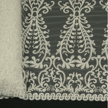 Кружевное расшитое полотно айвори цвет
