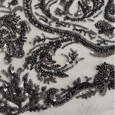 Кружевное полотно расшитое бисером черный цвет