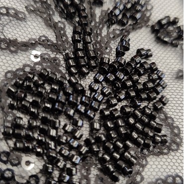 Кружевное полотно расшитое бисером черный цвет