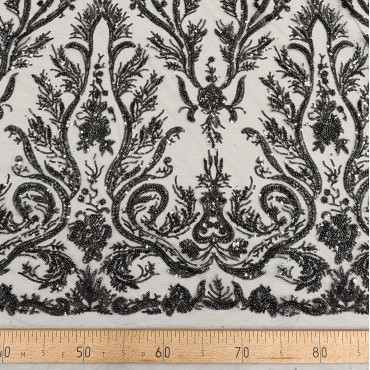 Кружевное полотно расшитое бисером черный цвет