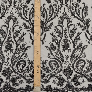 Кружевное полотно расшитое бисером черный цвет