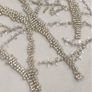 Кружевное полотно расшитое бисером ОСТАТОК 1,40м