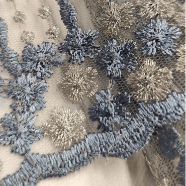 Кружевное полотно голубой цвет