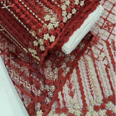 Кружевное полотно винный цвет