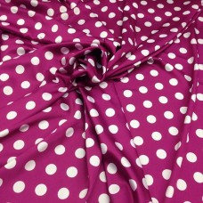 Атлас стрейч Linda темная фуксия с горошками