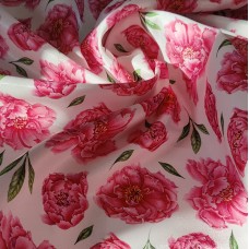 Атлас с блеском Sunshine цветочный принт Пионы